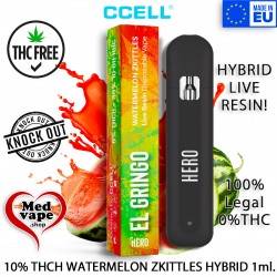 9% THC-H + 35% 10-OH WATERMELON ZKITTLES DISPOSABLE - EL GRINGO WEED MEDVAPE THC