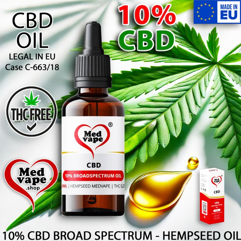 10% CBD BROADSPECTRUM HEMPSEED OIL 10ml MEDVAPE