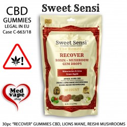 THC GUMMIES CBD LEGAL CANNABIS WEED HASH "RECOVER" GUMMIES 10mg. CBD & MUSHROOMS 30PC - SWEET SENSI MEDVAPE