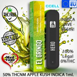 50% THCNM VAPE APPLE KUSH INDICA 1ml - EL GRINGO WEED THC MEDVAPE LEGAL CANNABIS